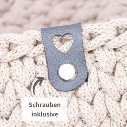 XXL-SET Lederlabel aus weichem Kunstleder mit Herz - blau (limitiert)