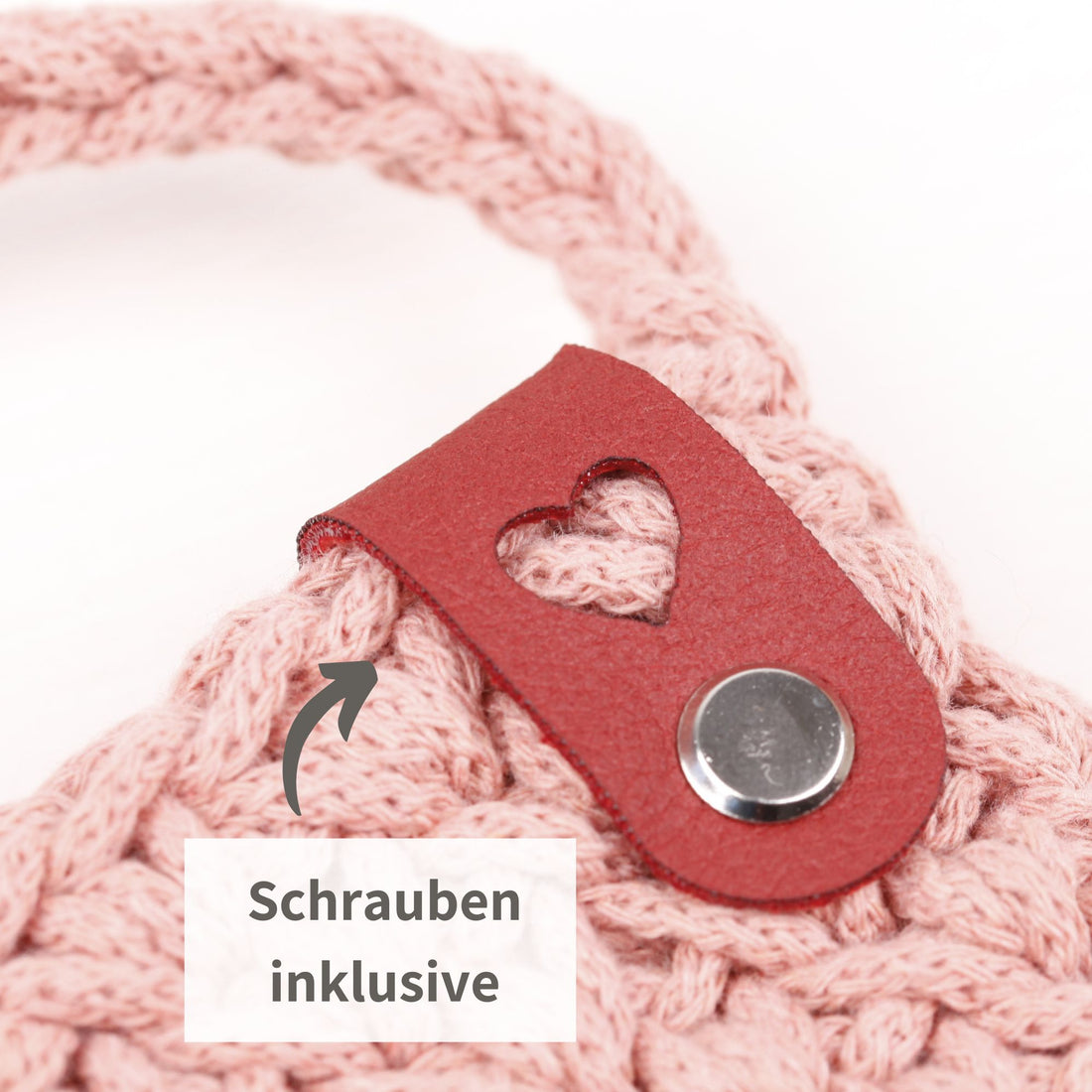 XXL-SET Lederlabel aus weichem Kunstleder mit Herz - braun &amp; rot (limitiert)