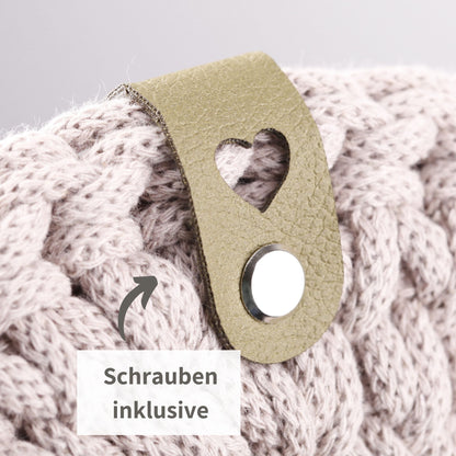XXL-SET Lederlabel aus weichem Kunstleder mit Herz - grün (limitiert)