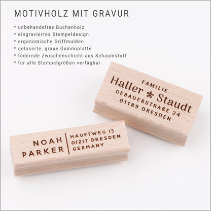 Stempel mit Adresse Superheld