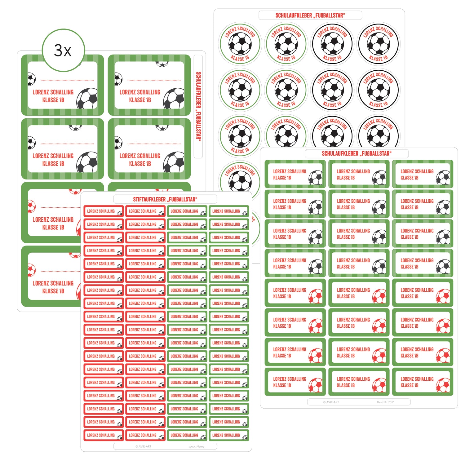 Namensaufkleber für Kinder Fußball