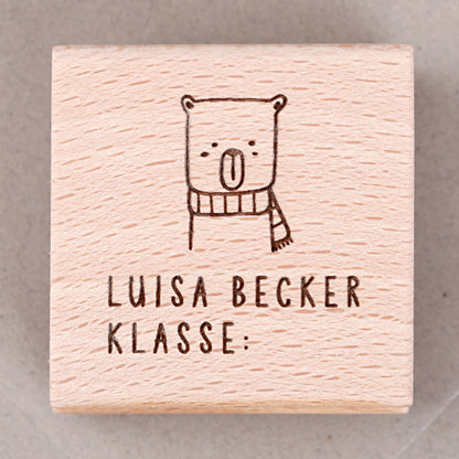 Schulstempel mit Namen und Klasse Bär