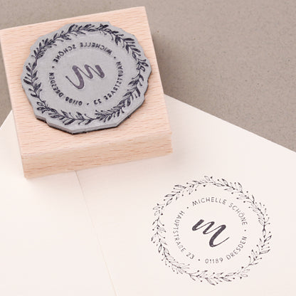 Adressstempel rund Monogramm