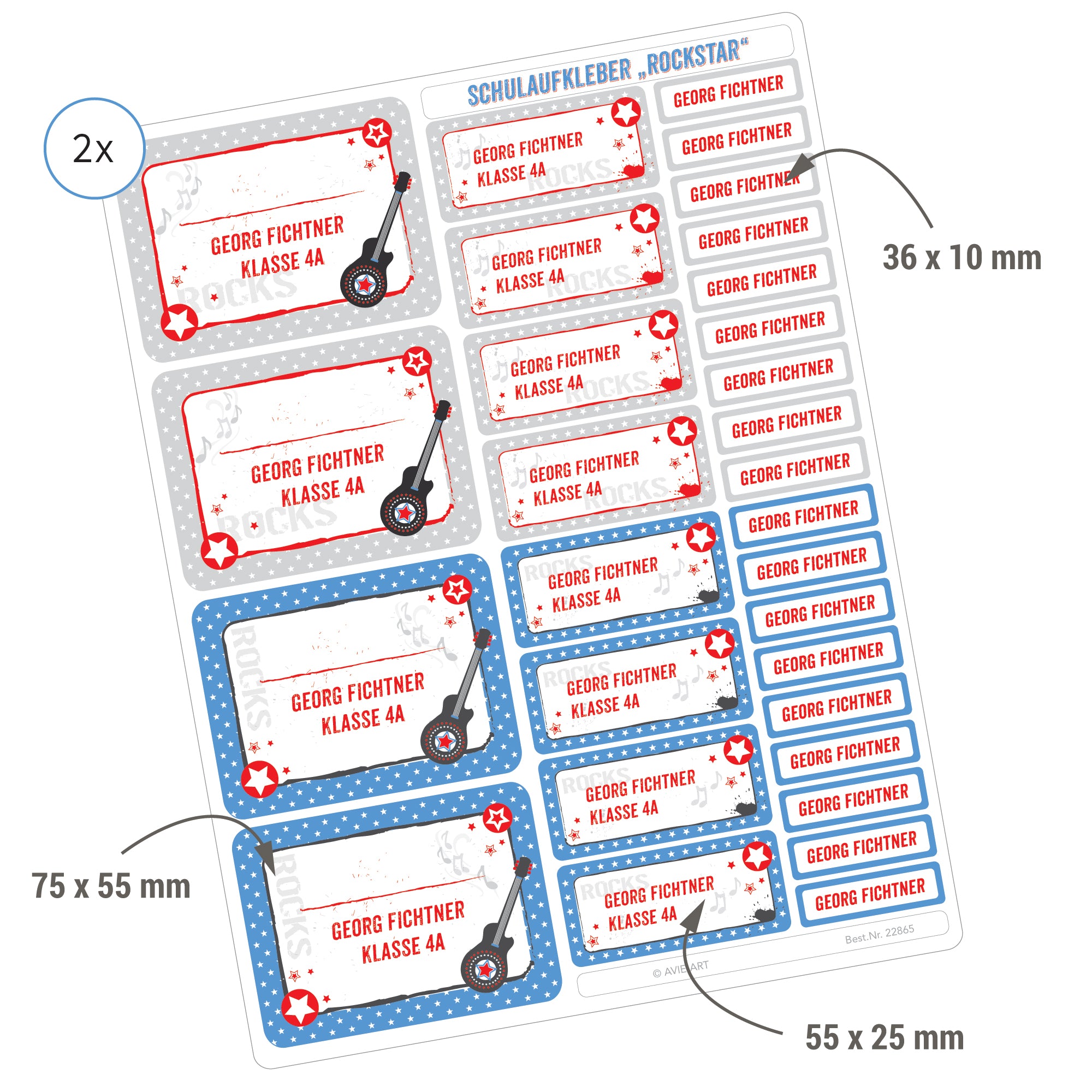 Namensetiketten für Kinder Rockstar