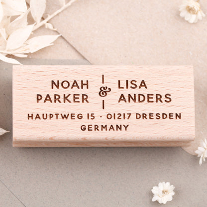 Personalisierter Adressstempel mit zwei Namen