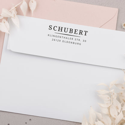 Stempel mit Adresse Druckschrift