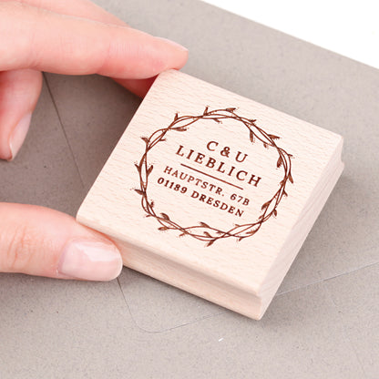 Personalisierter Stempel Blätterkranz