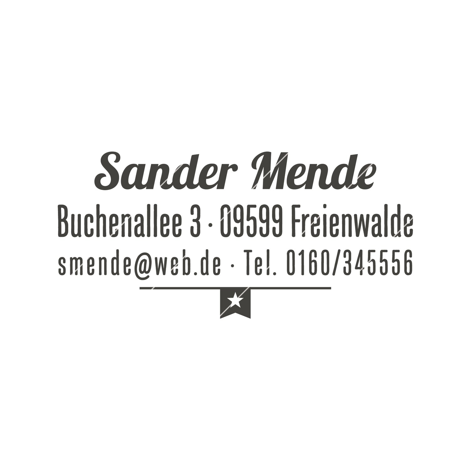 Kinderstempel mit Namen und Adresse