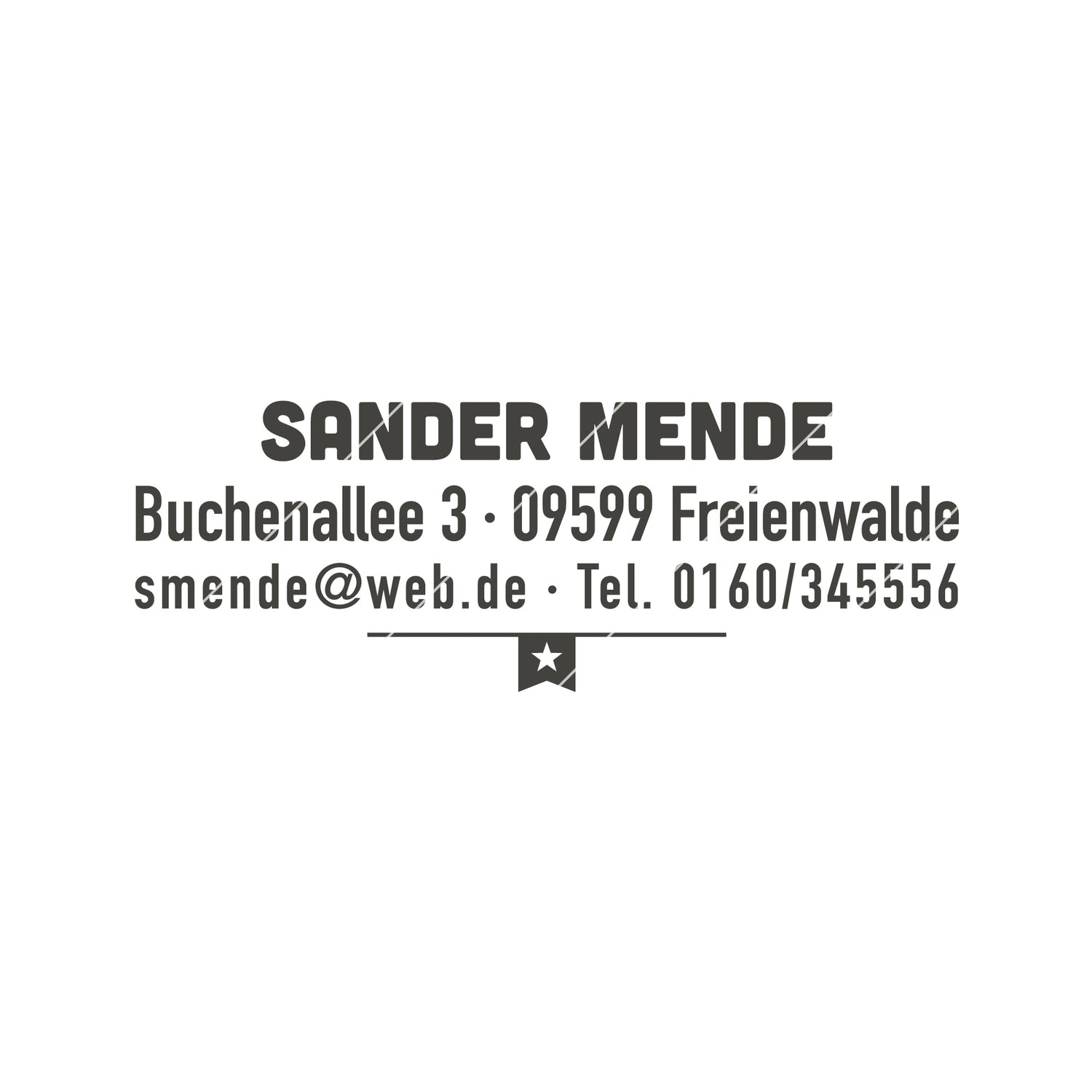 Kinderstempel mit Namen und Adresse