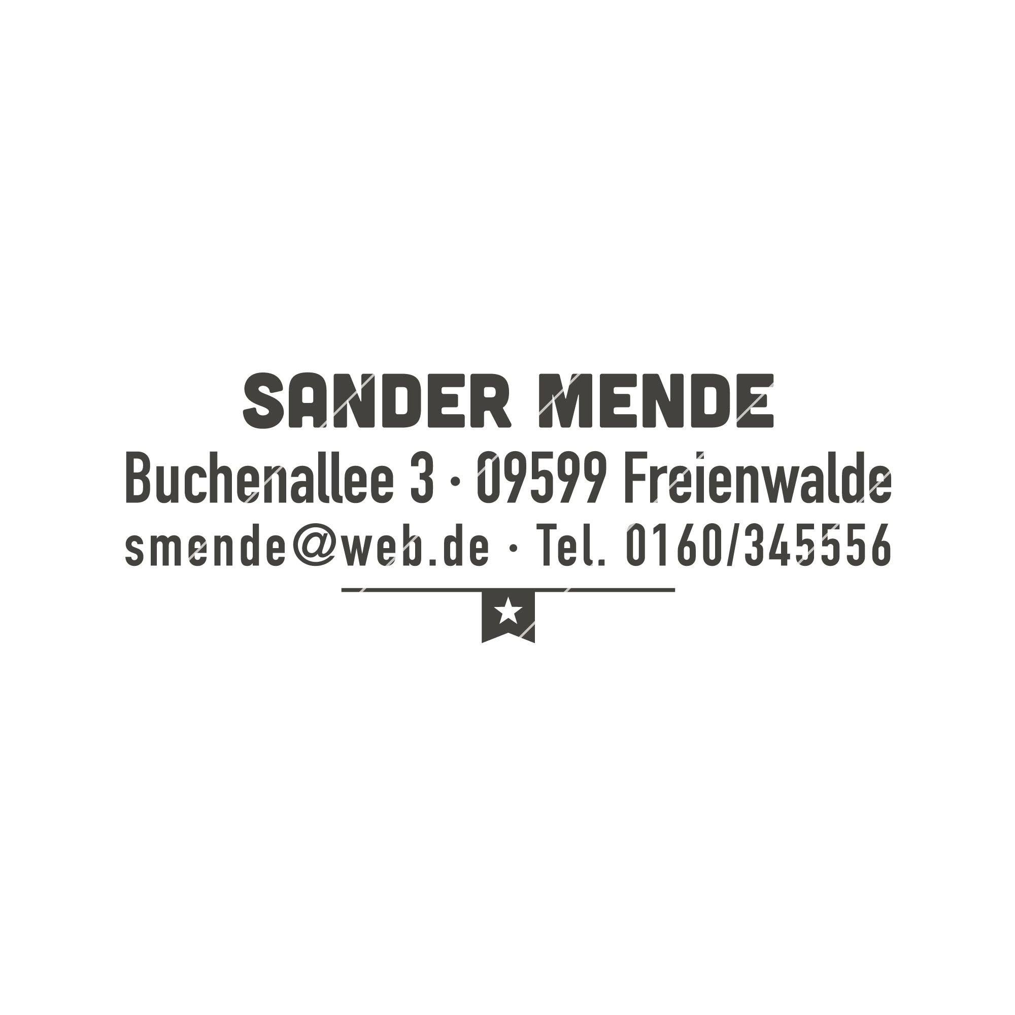 Kinderstempel mit Namen und Adresse