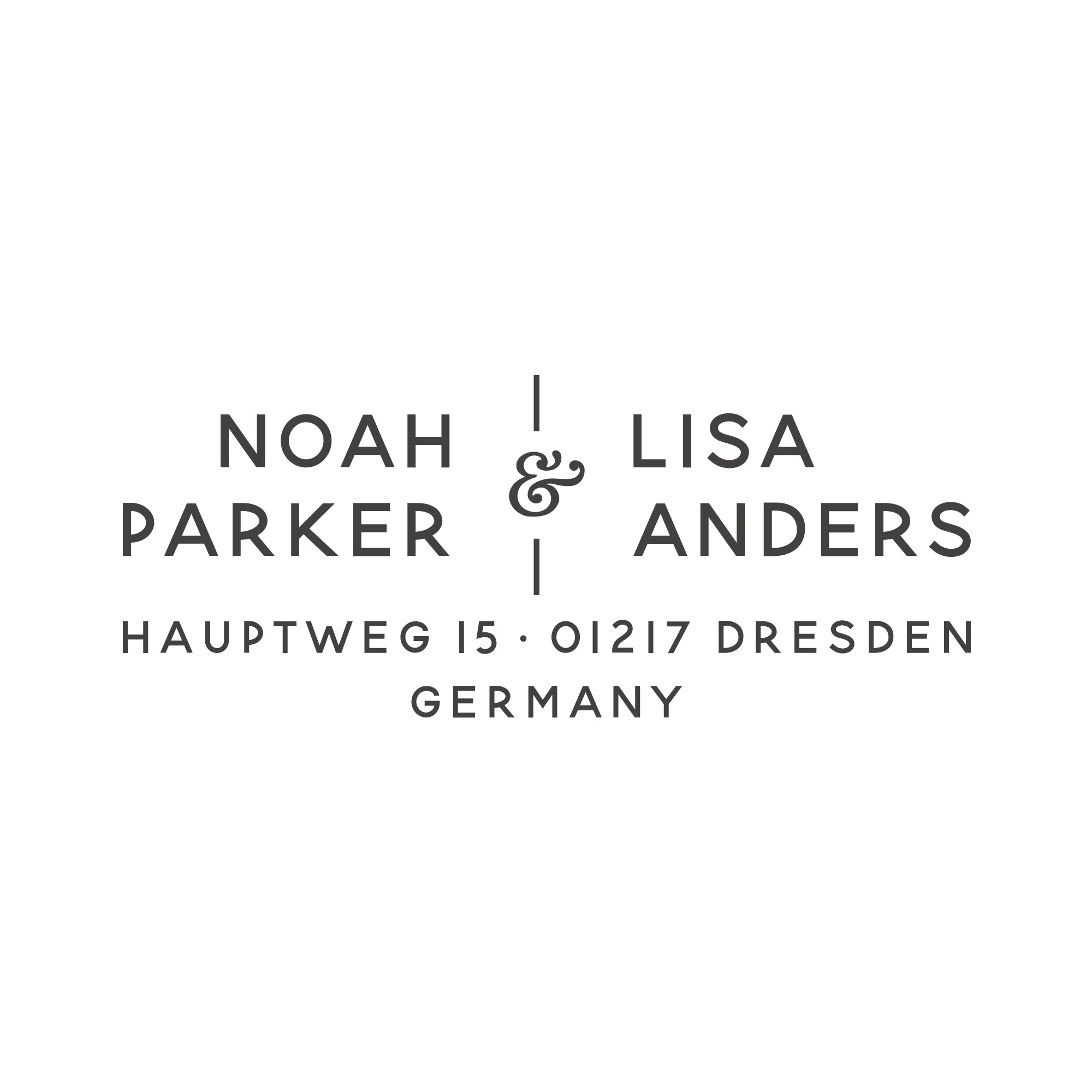 Personalisierter Adressstempel mit zwei Namen