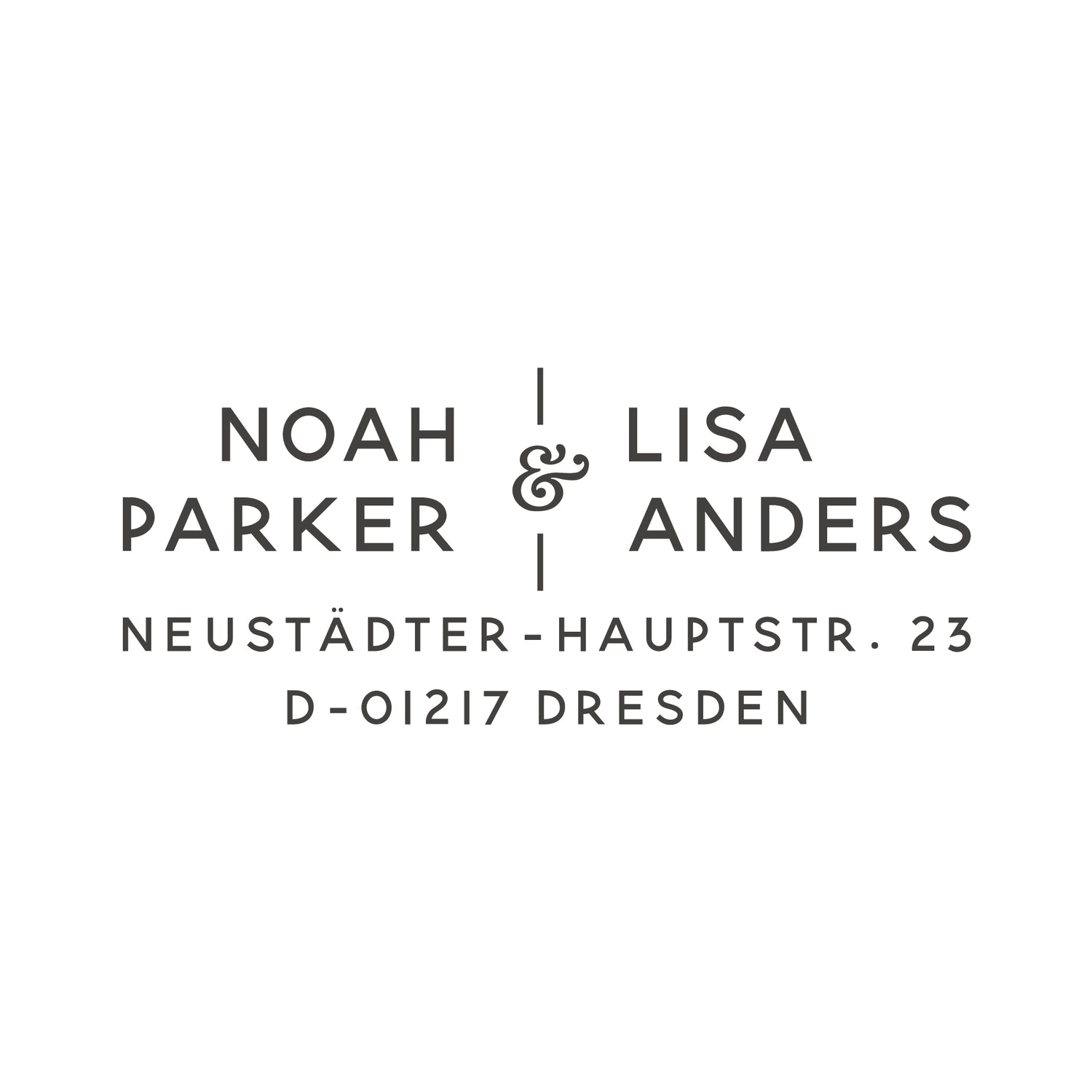 Personalisierter Adressstempel mit zwei Namen