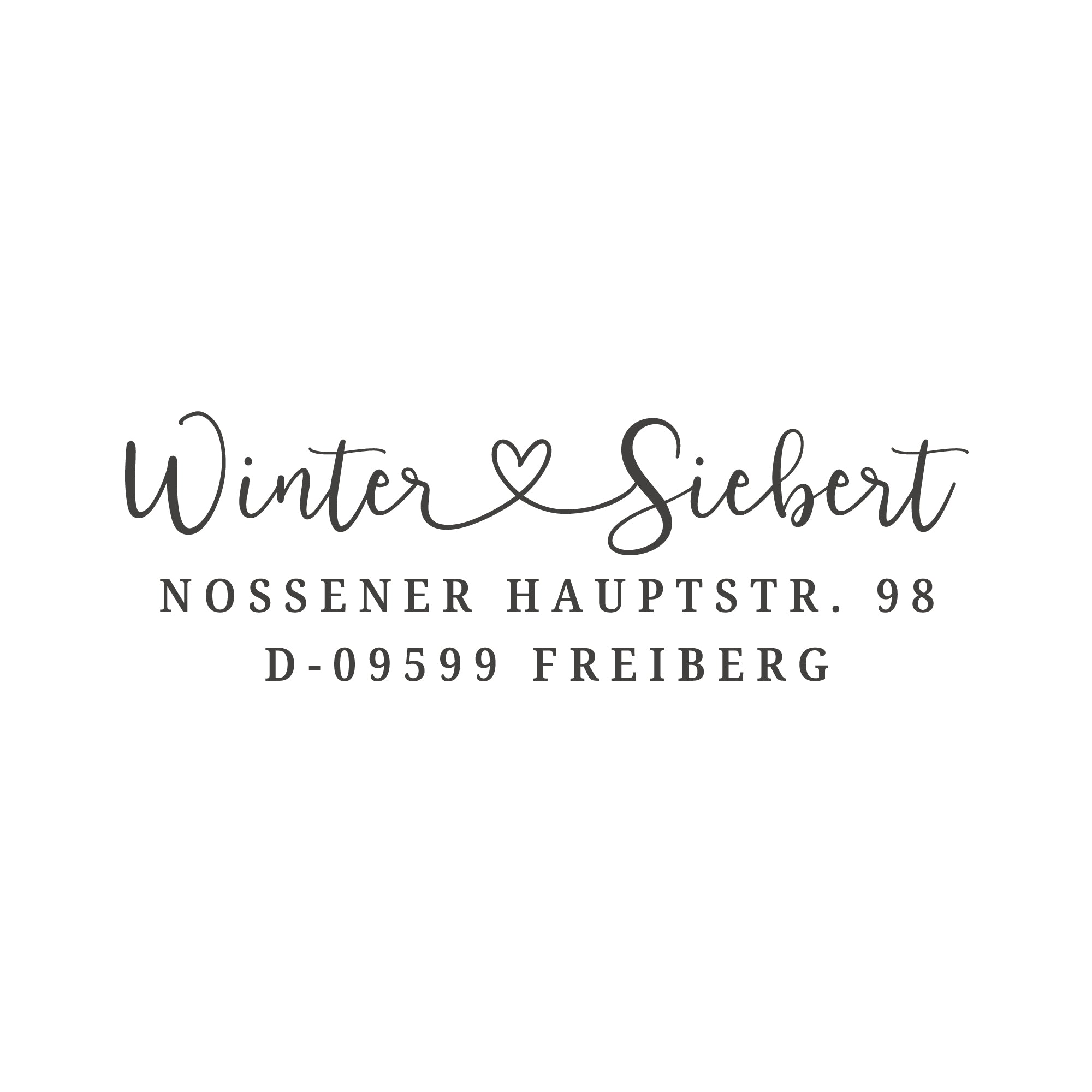 Adressstempel für zwei Namen mit Herz