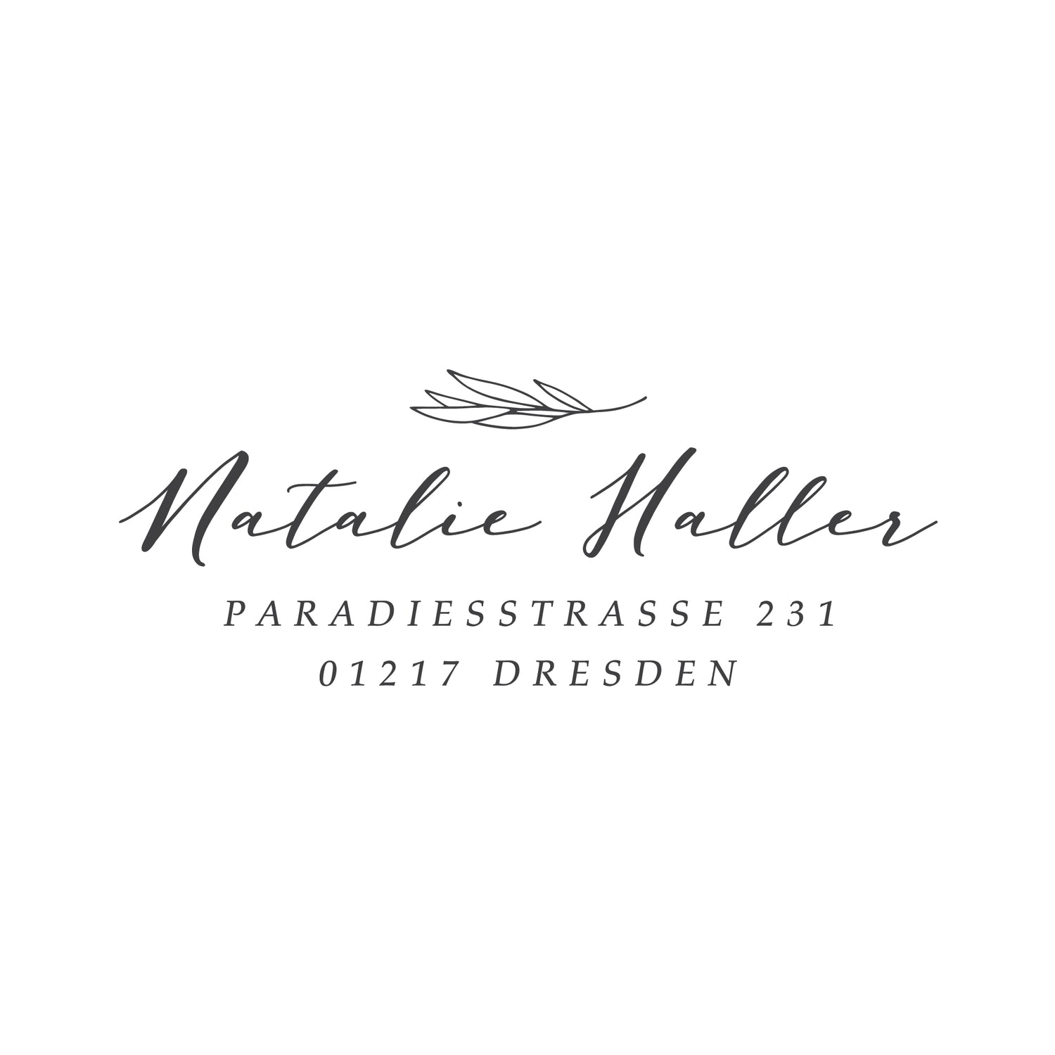 Personalisierter Stempel mit Name und Adresse