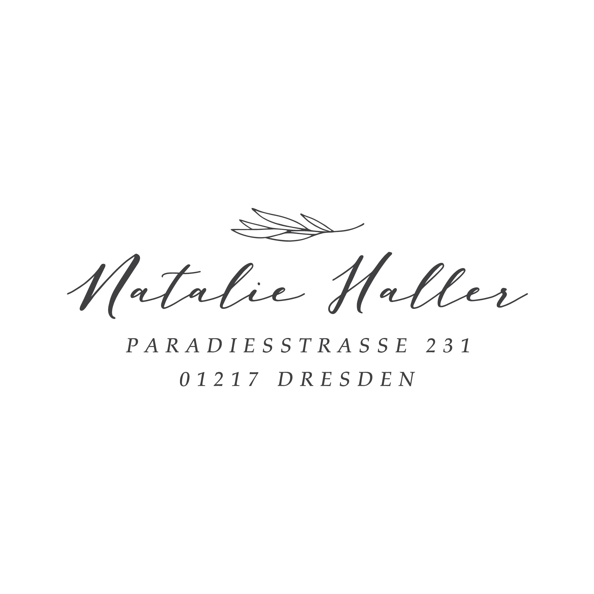 Personalisierter Stempel mit Name und Adresse