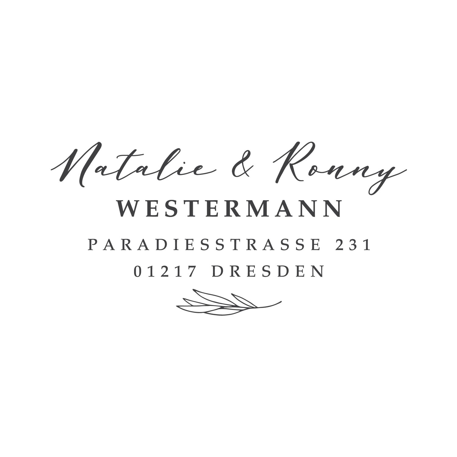 Personalisierter Stempel mit Name und Adresse