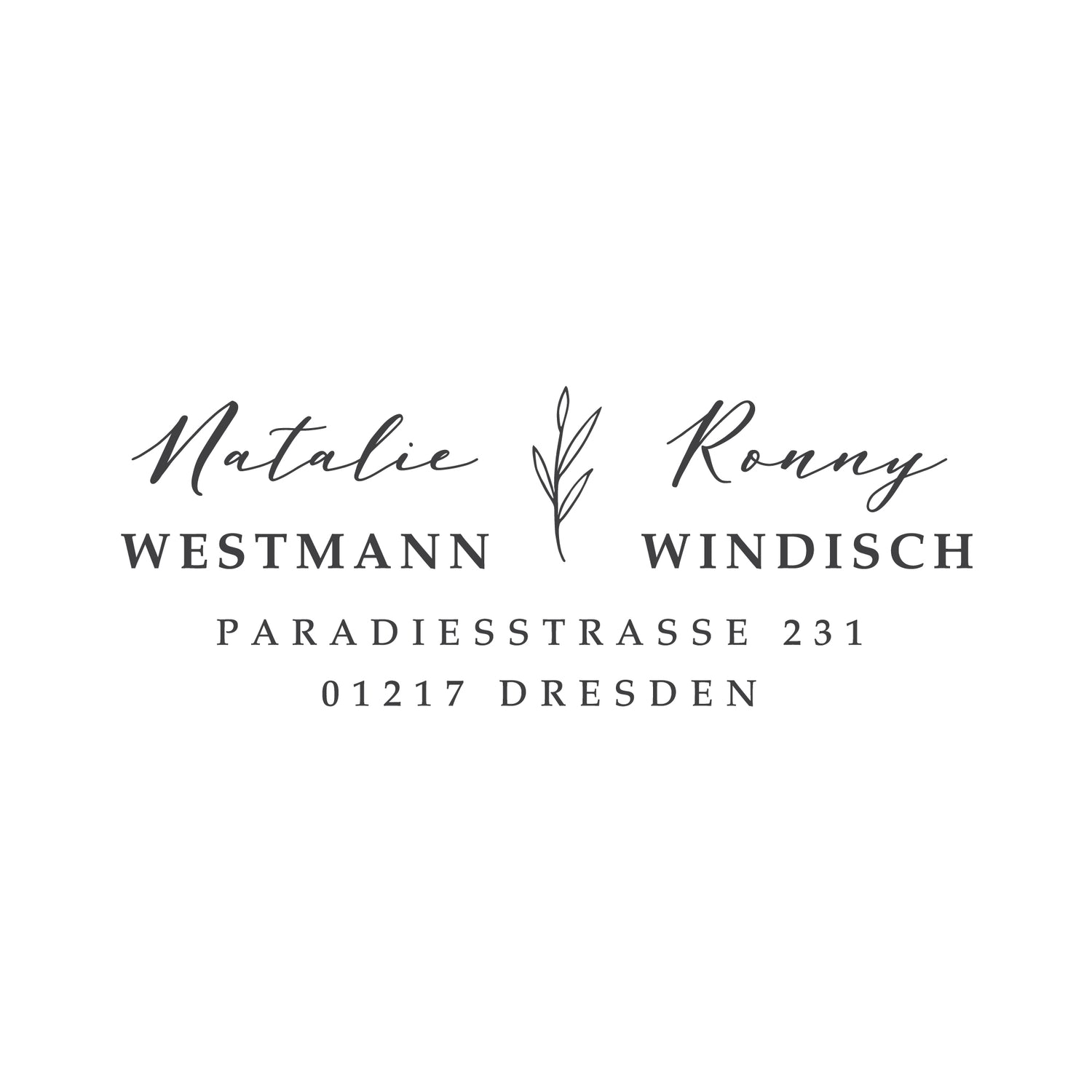 Personalisierter Stempel mit Name und Adresse