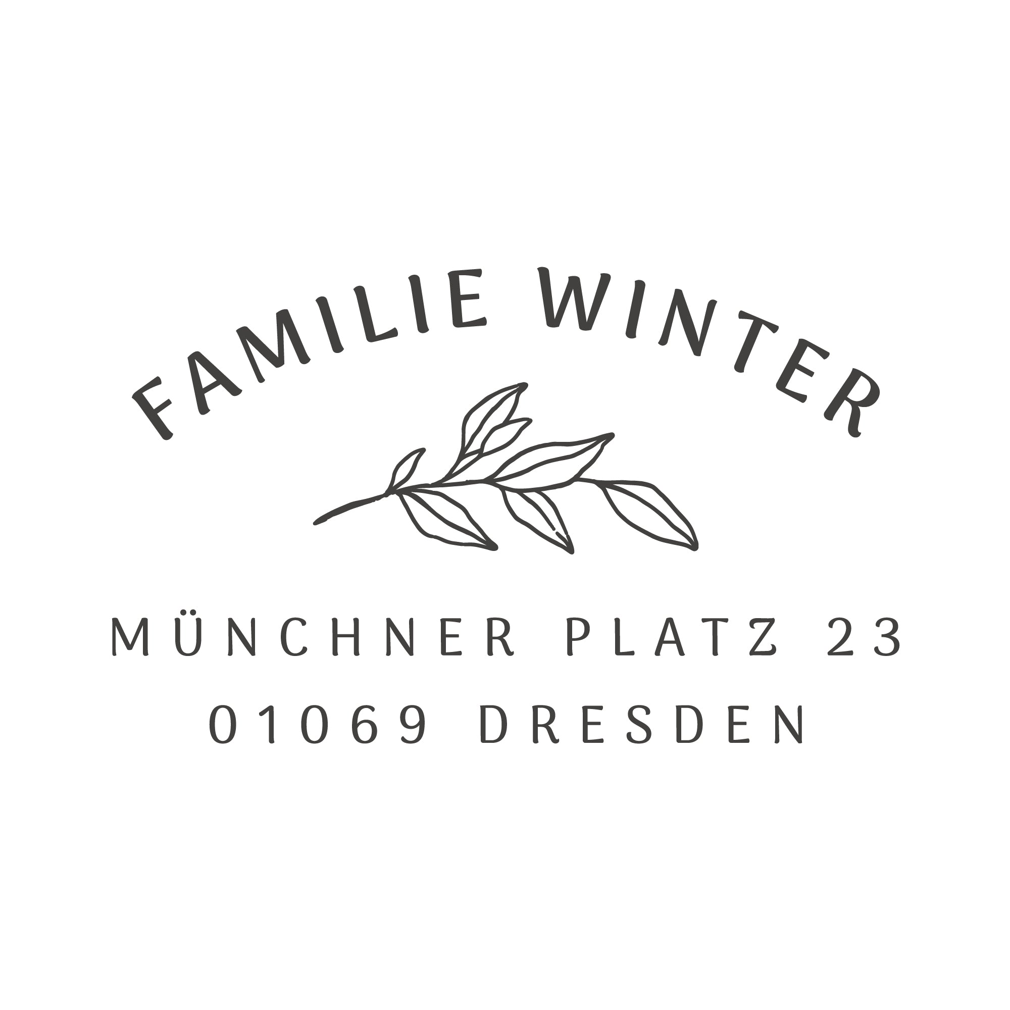 Familienstempel mit Adresse Zweig