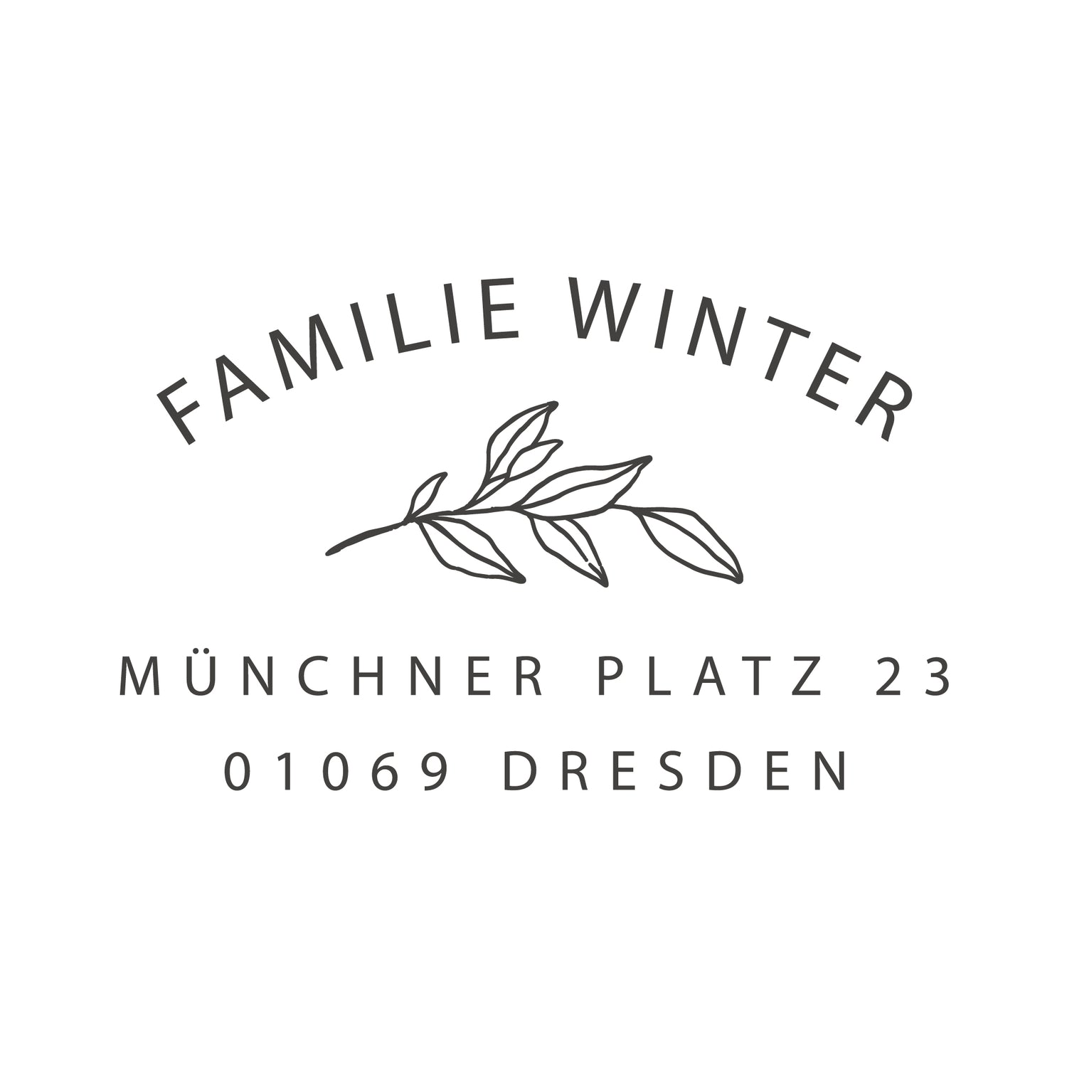 Familienstempel mit Adresse Zweig