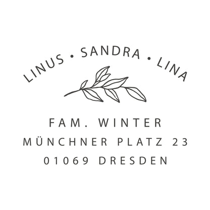 Familienstempel mit Adresse Zweig