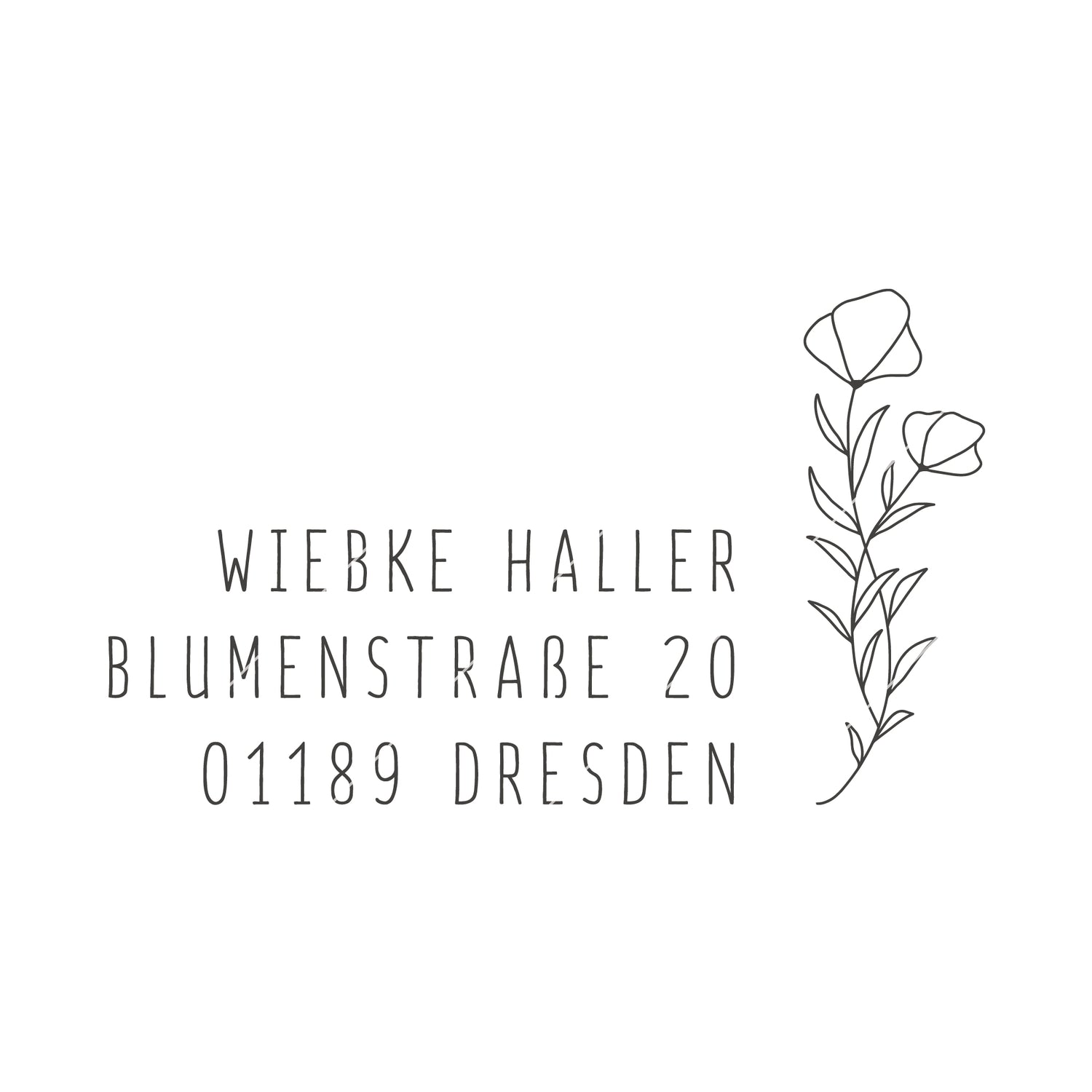 Adressenstempel mit Blumen