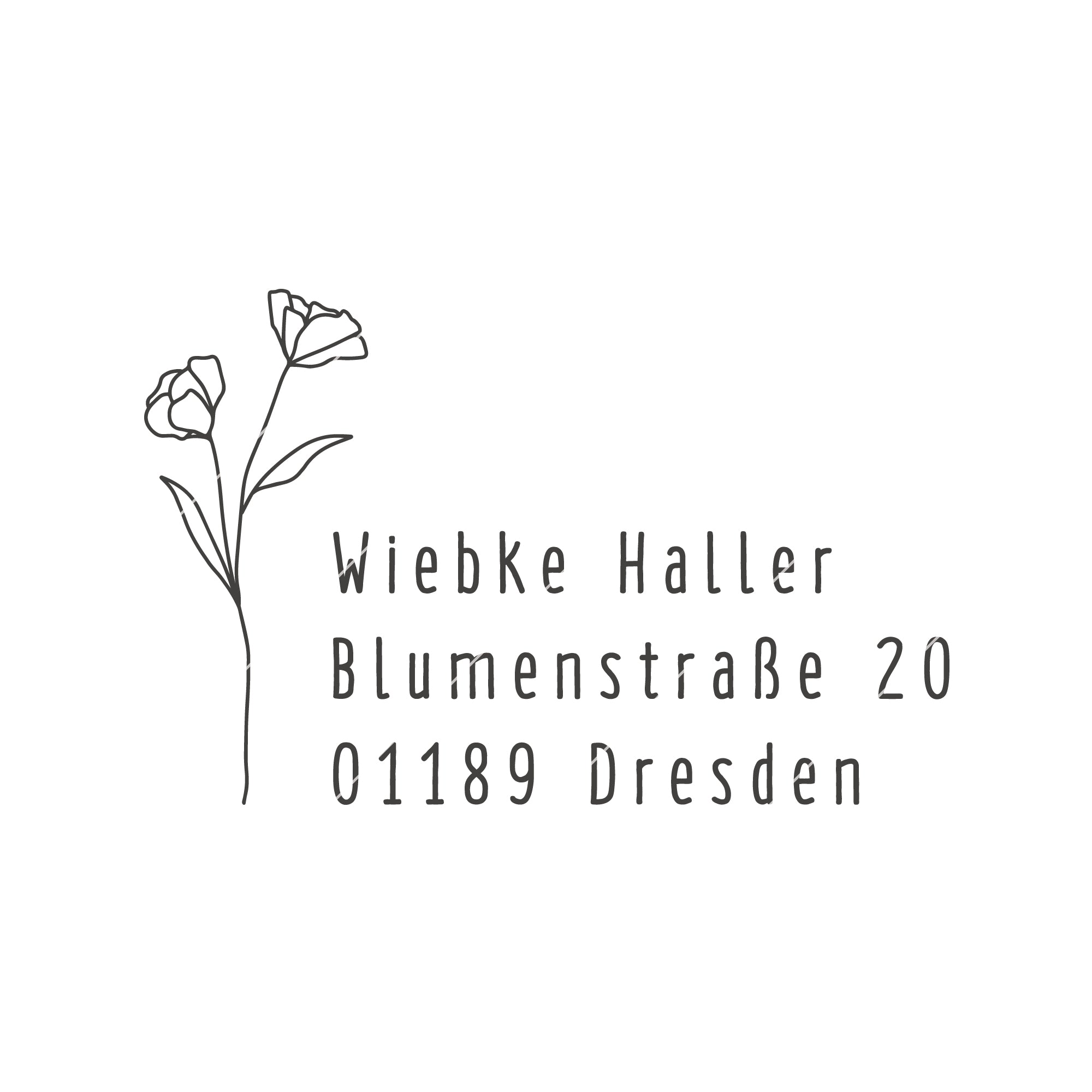 Adressenstempel mit Blumen