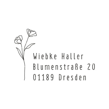 Adressenstempel mit Blumen