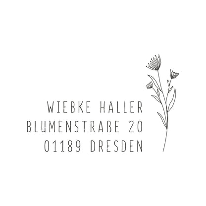 Adressenstempel mit Blumen