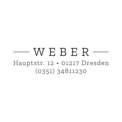 Kleiner Stempel mit Adresse Druckschrift