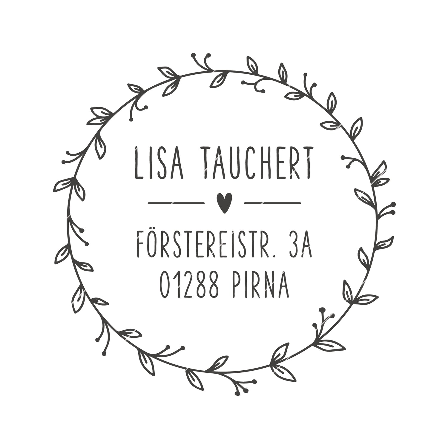 Personalisierter Stempel Blumenkranz