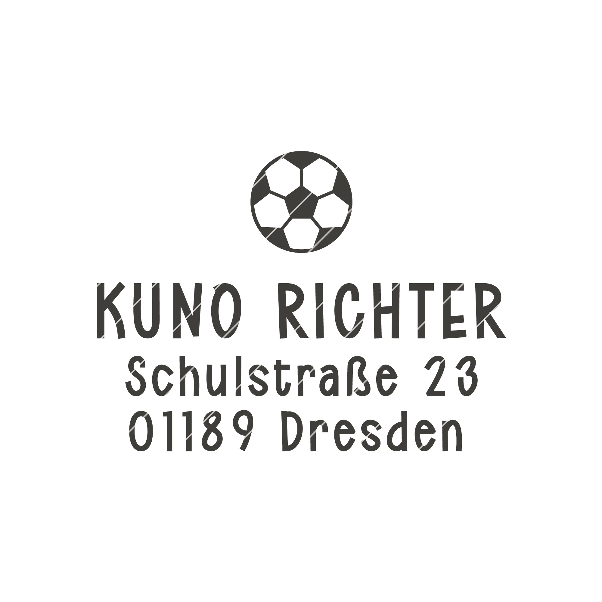 Adressstempel für Kinder mit Fußball