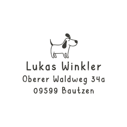 Adressstempel für Kinder mit Hund