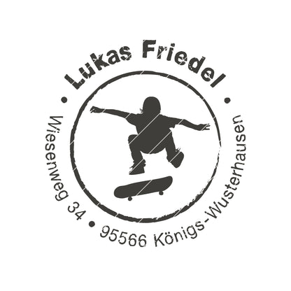 Kinderstempel personalisiert Skateboard