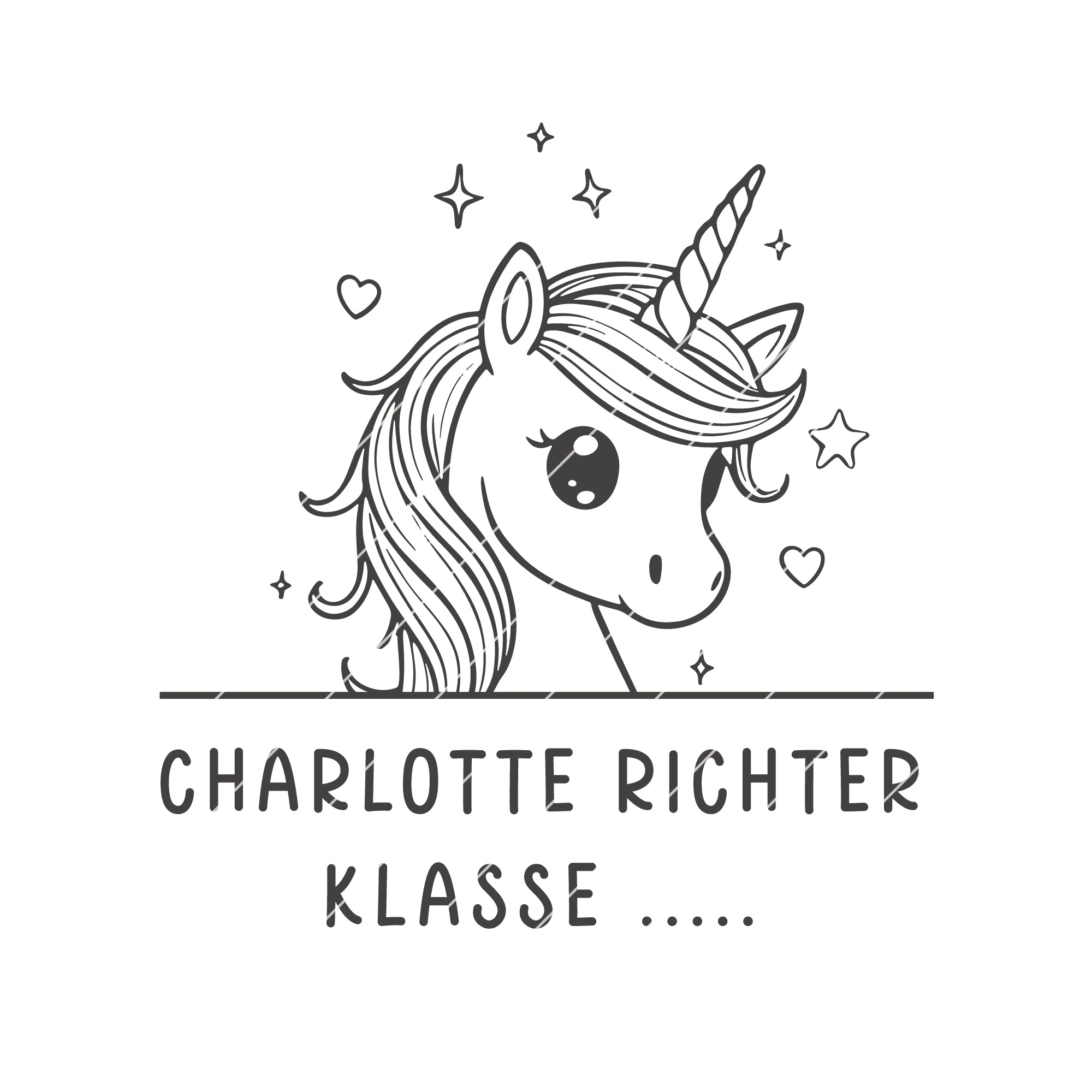 Namensstempel für Kinder Einhorn