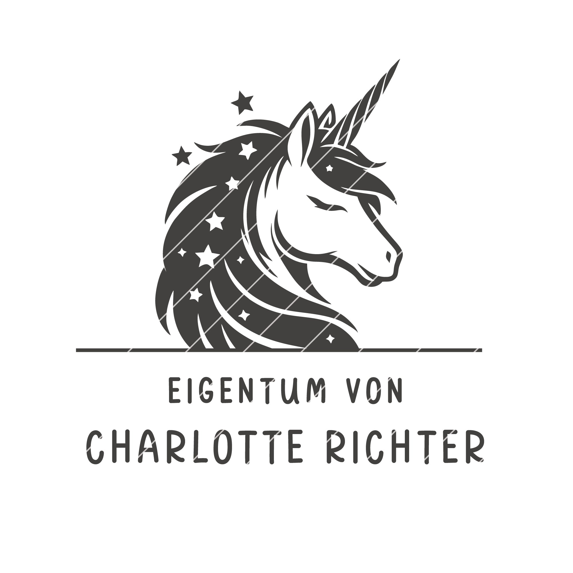 Namensstempel für Kinder Einhorn