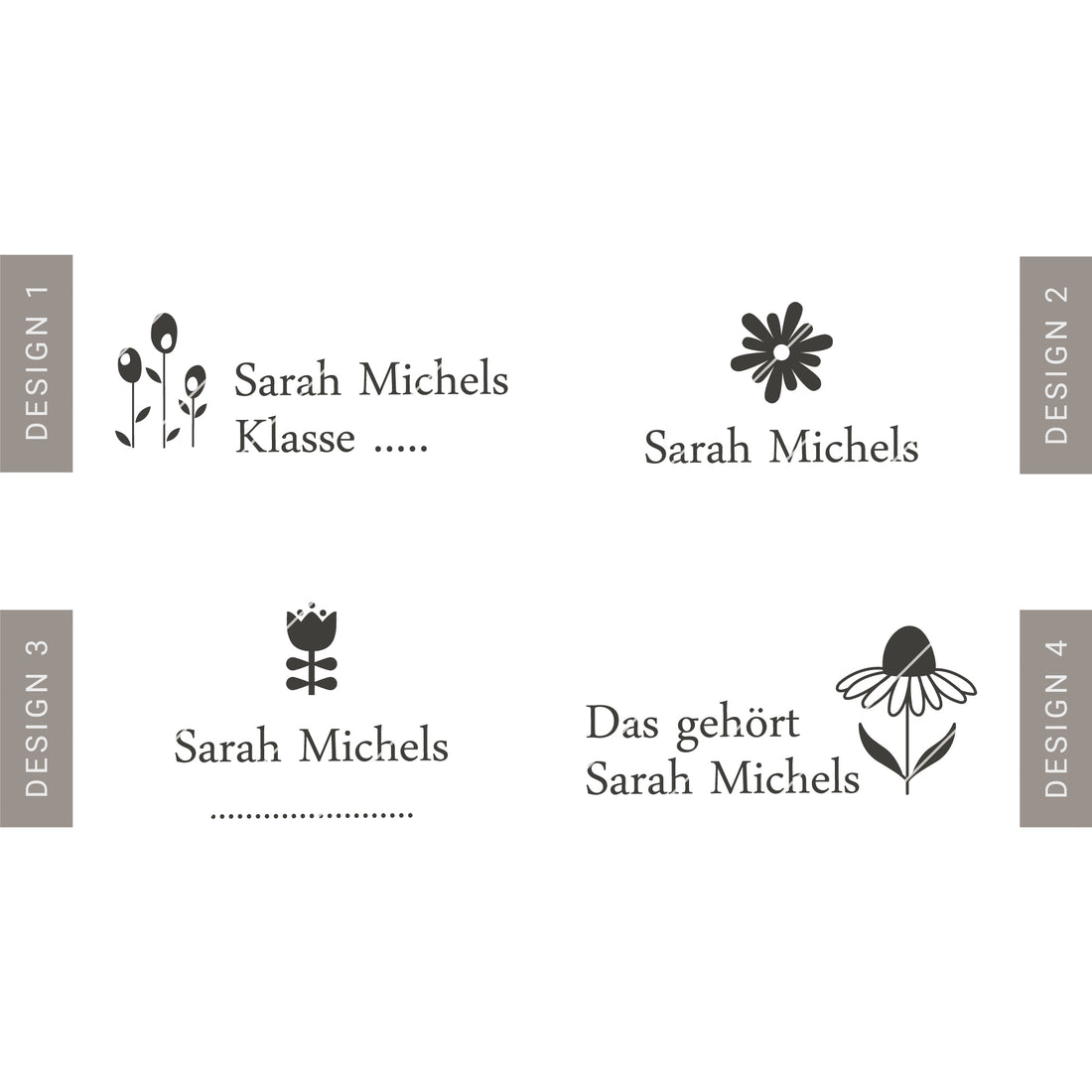 personalisierter Stempel mit Namen Blume