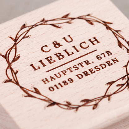 Personalisierter Stempel Blätterkranz