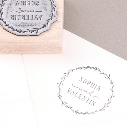 Stempel Hochzeit Blätterkranz