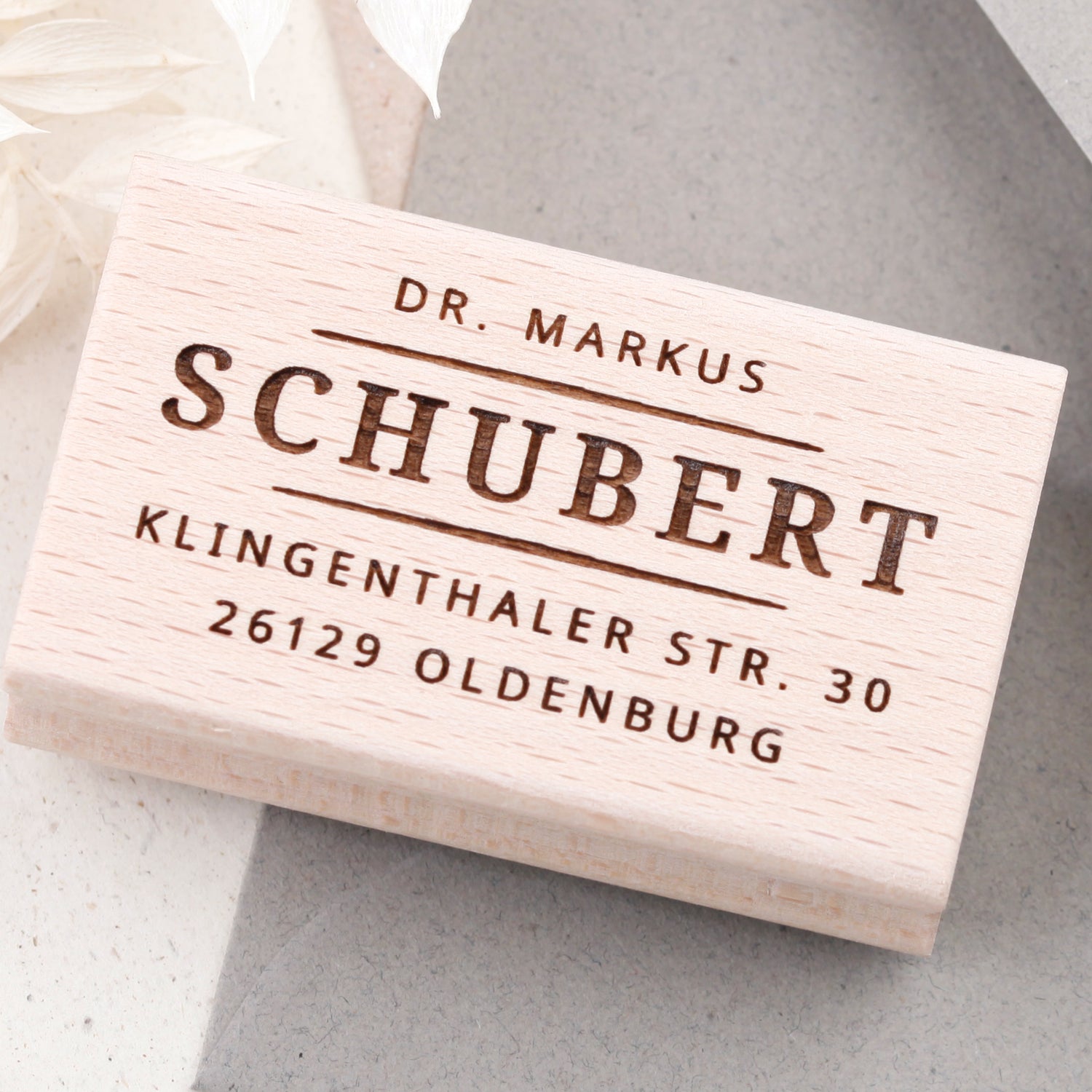 Stempel mit Adresse Druckschrift