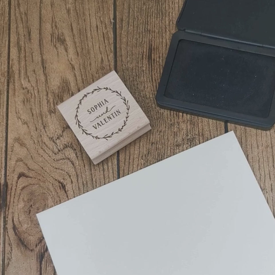 Stempel Hochzeit Blätterkranz