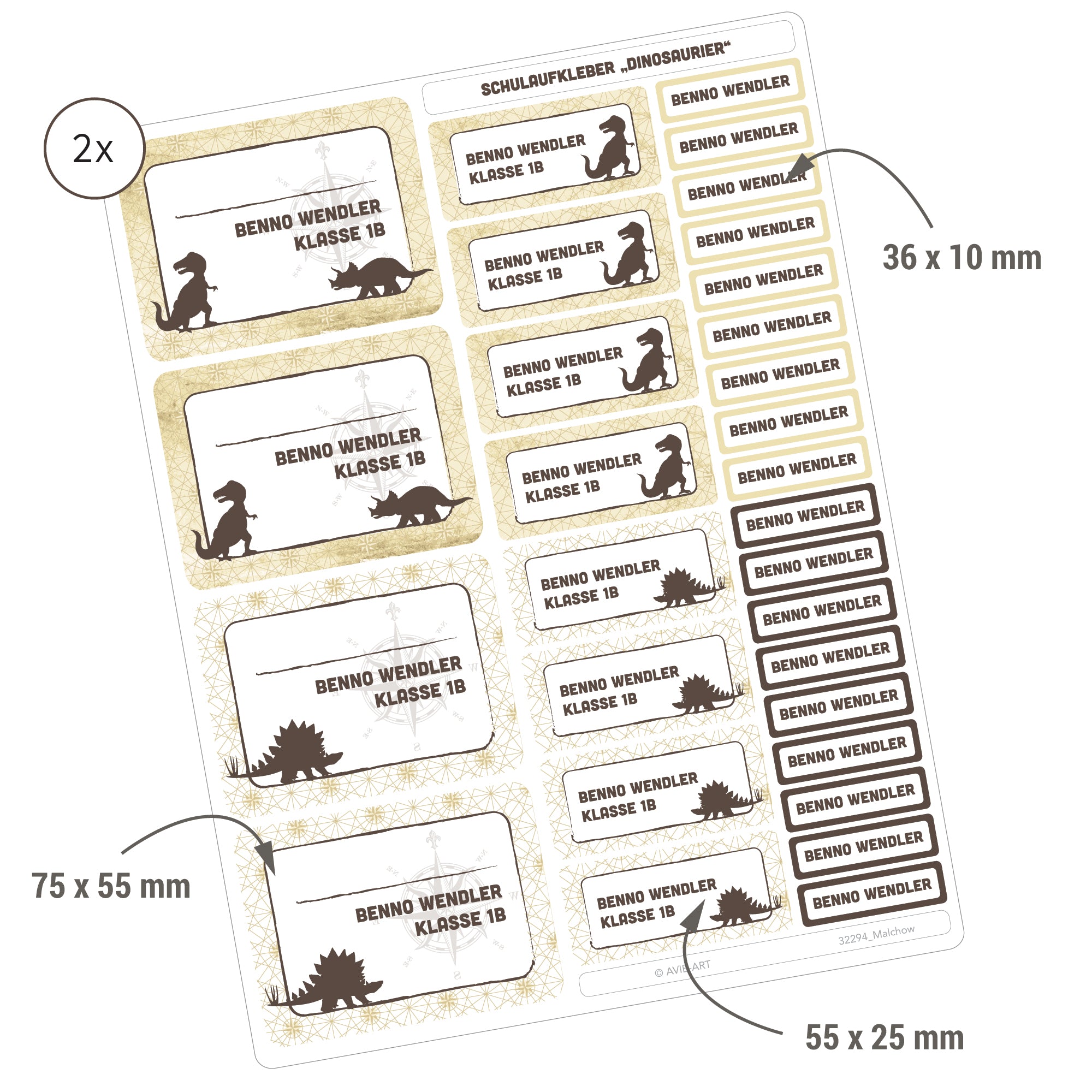 Schulaufkleber Dinosaurier