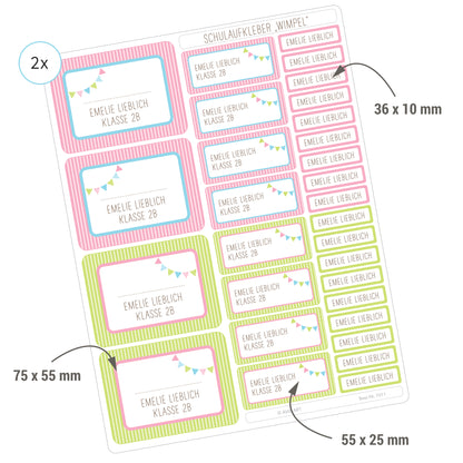 Aufkleber mit Namen Wimpel