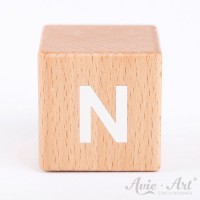 Holzwürfel Buchstaben weiße Farbe N positiv