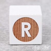 weißer Buchstabenwürfel - Buchstabe R