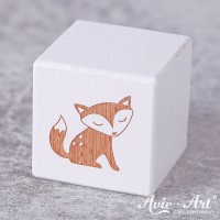 weißer Holzwürfel - Fuchs - Gravur