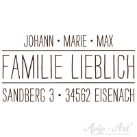 Familienstempel mit Vornamen und Adresse Handschrift