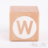 Holzwürfel Buchstaben weiße Farbe W negativ