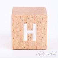 Holzwürfel Buchstaben weiße Farbe H positiv