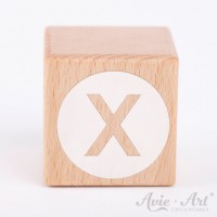 Holzwürfel Buchstaben weiße Farbe X negativ